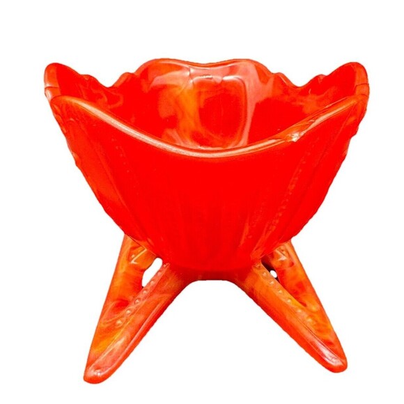 VTG Westmoreland Amberina Red Orange Slag Glass Open Sleigh 9” Glows - Picture 4 of 11